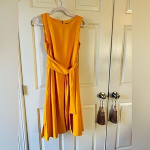 Bright yellow crushed silk midi dress💛
